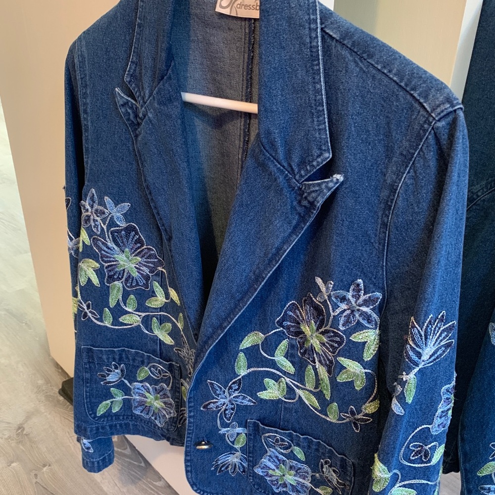 Dress Barn embroidered cotton denim jacket XL